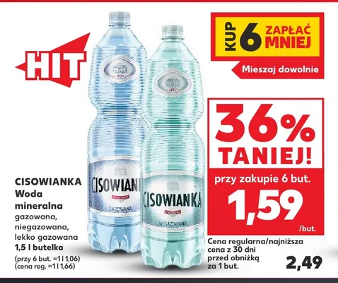 Woda mineralna gazowana Cisowianka lekko promocja w Kaufland