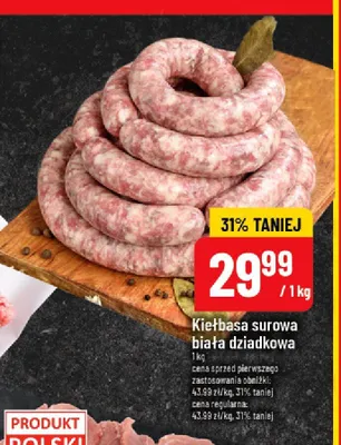 Kiełbasa surowa biała dziadkowa promocja w POLOmarket