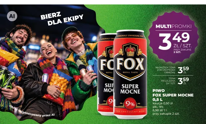 Piwo Fox Super Mocne promocja w Duży Ben