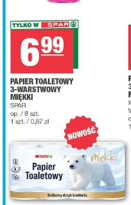 Papier toaletowy 3-warstwowy miękki Spar promocja w SPAR