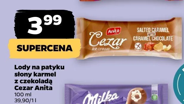 Lody na patyku słony karmel z czekoladą promocja w Netto