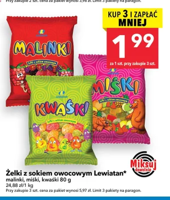 Żelki z sokiem owocowym Lewiatan kwaśki promocja w LEWIATAN