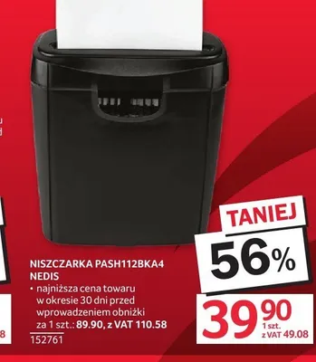 Niszczarka Nedis PASH112BKA4 promocja w Selgros