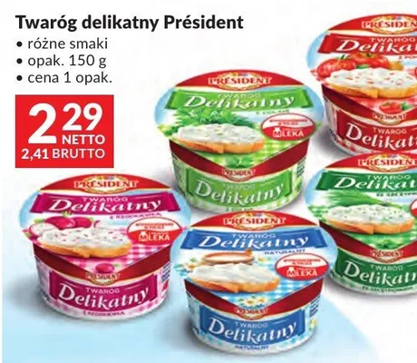 Twaróg delikatny Président różne smaki promocja w Makro