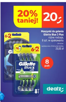 Maszynki do golenia Gillette Blue 3 Plus Sensitive 8-pak promocja w Dealz