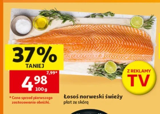 Łosoś norweski świeży płat ze skórą promocja w Auchan