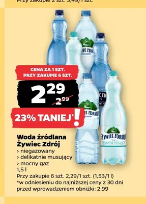 Woda źródlana gazowana delikatnie musujący Żywiec Zdrój promocja w Netto