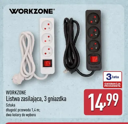 Listwa zasilająca, 3 gniazdka Workzone promocja w Aldi