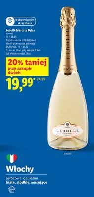 Wino musujące Lebollè Moscato Dolce promocja w Lidl
