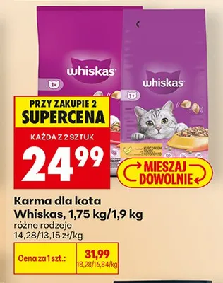 Karma dla kota Whiskas 1,75 kg promocja w Biedronka