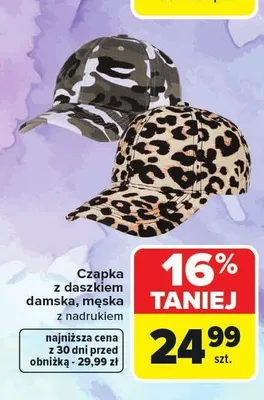 Czapka z daszkiem damska, męska z nadrukiem promocja w Carrefour