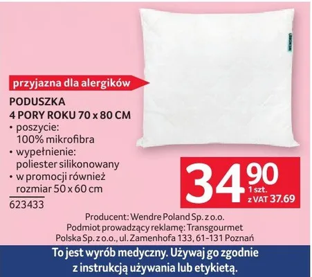 Poduszka 4 pory roku 70 x 80 cm promocja w Selgros