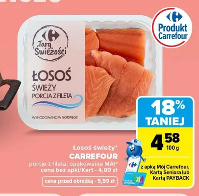 Łosoś świeży porcja z fileta Carrefour promocja w Carrefour