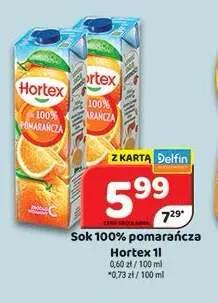 Sok 100% pomarańcza Hortex promocja w Delfin