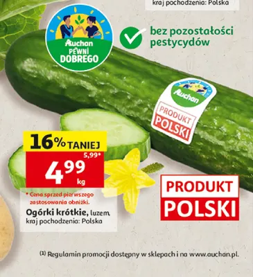 Ogórki krótkie luzem Auchan Pewni Dobrego promocja w Auchan