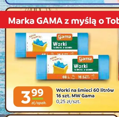 Worki na śmieci 60 litrów 16-pak MW Gama promocja w Gama
