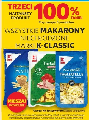 Makaron niechłodzony marki K-Classic wszystkie rodzaje promocja w Kaufland