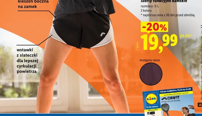 Szorty funkcyjne damskie Crivit promocja w Lidl