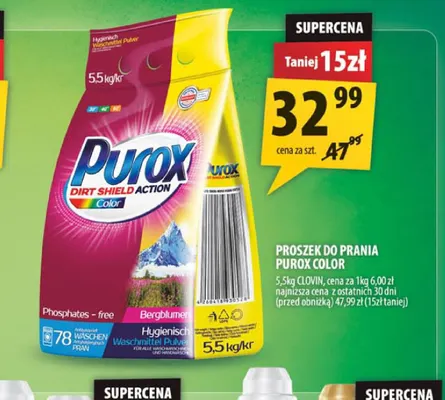 Proszek do prania Purox Color promocja w Arhelan