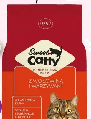 Pełnoporcjowa karma dla kota Sweet Catty z wołowiną i warzywami promocja w Dino
