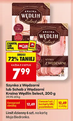 Schab z Wędzarni Kraina Wędlin Select promocja w Biedronka