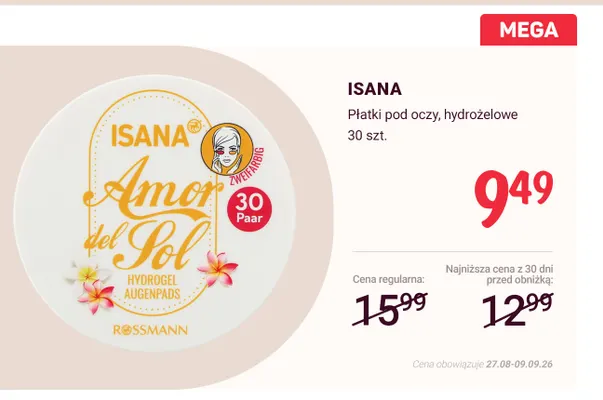 Płatki pod oczy hydrożelowe Isana promocja w Rossmann
