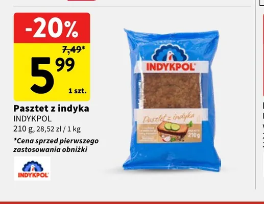 Pasztet z indyka Indykpol promocja w Intermarche