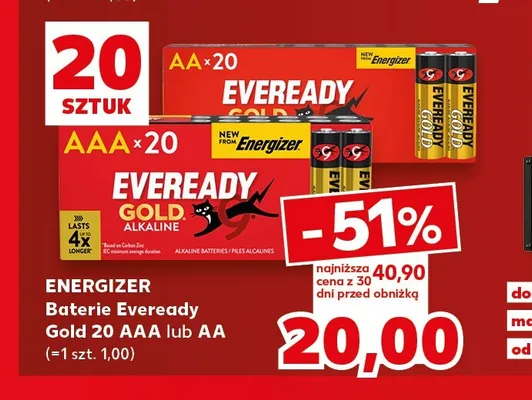 Baterie Eveready Gold Energizer 20-pak Aaa promocja w Kaufland