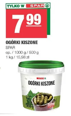 Ogórki kiszone SPAR promocja w SPAR