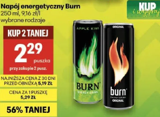 Napój energetyczny Burn wybrane rodzaje promocja w Delikatesy Centrum