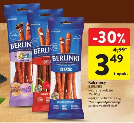 Kabanosy Berlinki Kids promocja w Intermarche