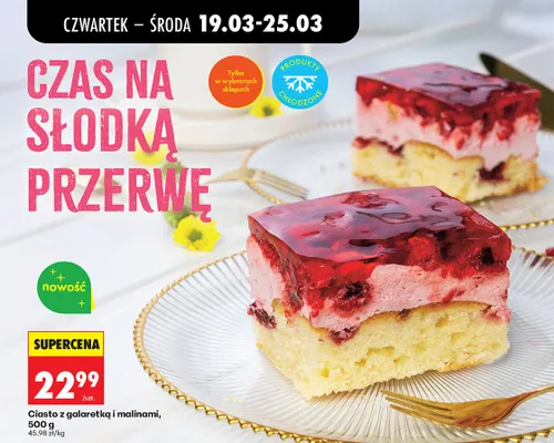 Ciasto z galaretką i malinami promocja w Biedronka
