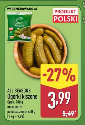 Ogórki kiszone All Seasons promocja w Aldi