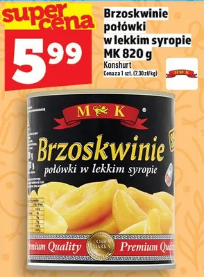 Brzoskwinie połówki w lekkim syropie promocja w TOPAZ
