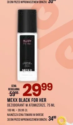Dezodorant w atomizerze Mexx Black For Her promocja w Drogerie Natura