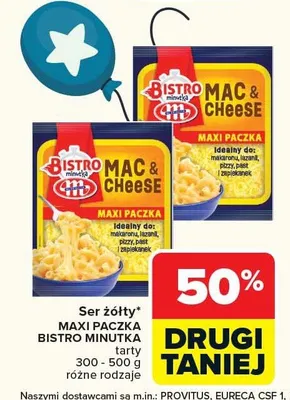 Ser żółty Maxi Paczka Bistro Minutka Mac & Cheese promocja w Carrefour Market
