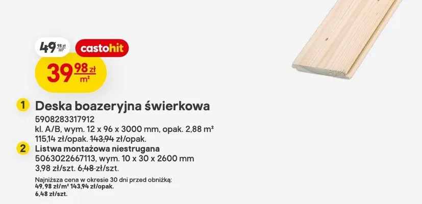 Deska boazeryjna promocja w Castorama