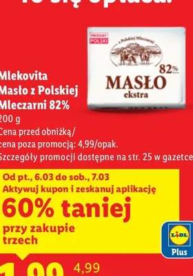 Masło z Polskiej Mleczarni ekstra 82% promocja w Lidl