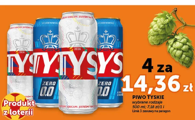 Piwo bezalkoholowe Tyskie Zero 4-pak 500 ml promocja w ABC