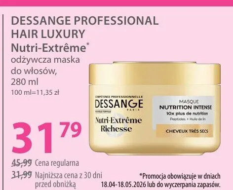 Hair Luxury Nutri-Extrême odżywcza maska do włosów promocja w Hebe