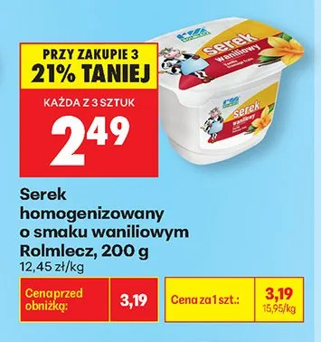 Serek homogenizowany o smaku waniliowym Rolmlecz promocja w Biedronka