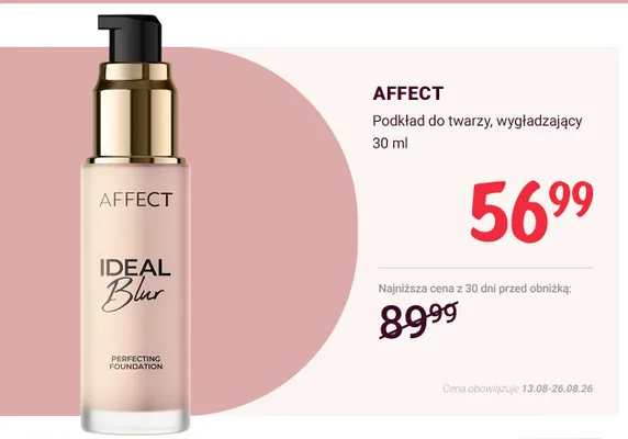 Podkład do twarzy wygładzający Affect Ideal Blur promocja w Rossmann