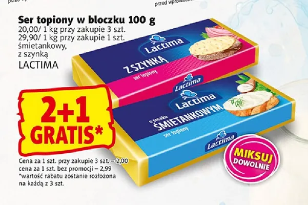 Ser topiony w bloczku z szynką Lactima promocja w Prim Market