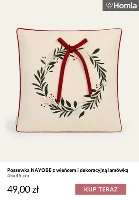 Poszewka Nayobe z wieńcem i dekoracyjną lamówką 45x45 cm Homla promocja w Homla