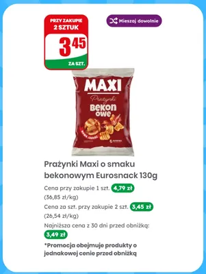 Prażynki Maxi o smaku bekonowym Eurosnack promocja w Dino