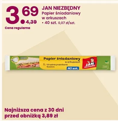 Papier śniadaniowy w arkuszach Jan Niezbędny promocja w Frisco