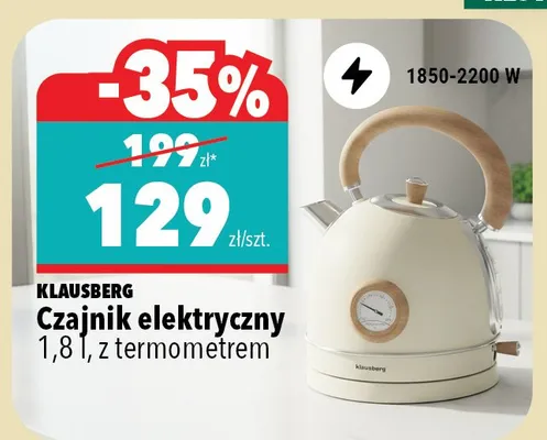 Czajnik elektryczny 1,8l, z termometrem Klausberg promocja w Biedronka Home