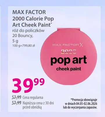 Róż do policzków MAX FACTOR 2000 Calorie Pop Art Cheek Paint 20 Bouncy promocja w Hebe