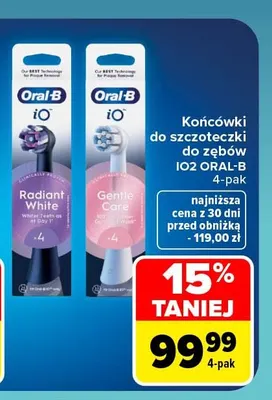 Końcówki do szczoteczki do zębów iO2 Radiant White Oral-B 4-pak promocja w Carrefour