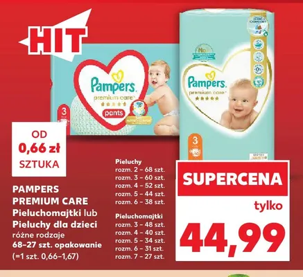 Pieluchomajtki dla dzieci Pampers Premium Care promocja w Kaufland